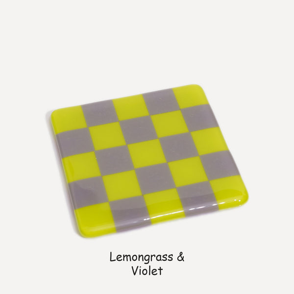 10cm Chequered Dual Colour Coaster - Oceanside Collection - Lemongrass &amp; Violet image