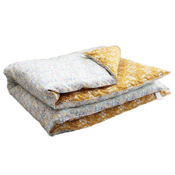 Reversible Heirloom Quilt made with Liberty Fabric MICHELLE SEA GREEN & CAPEL MUSTARD - Coco & Wolf