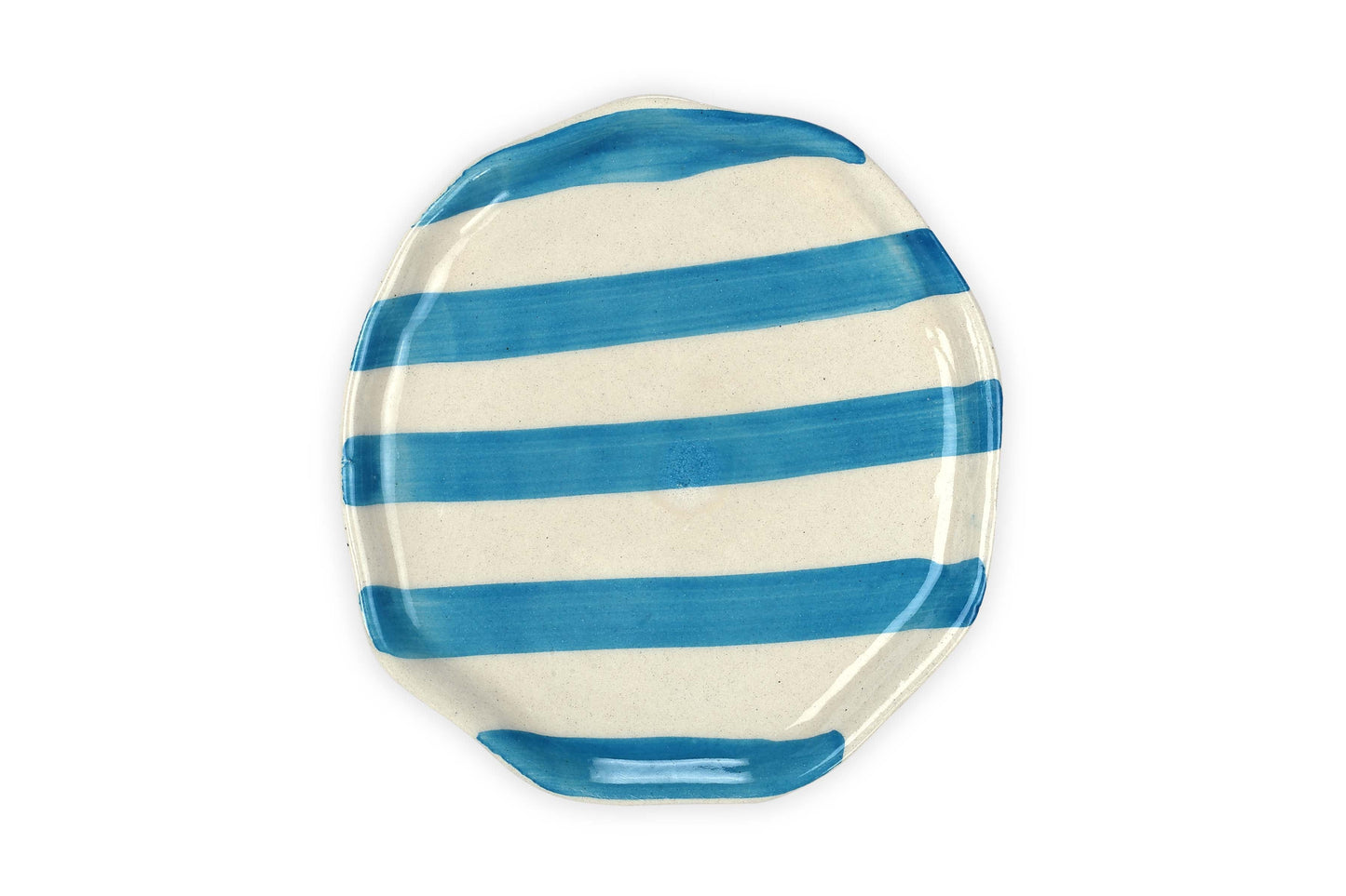 Ceramic Aqua Stripe Plate, 6.3x6.3 Inches (Set of 4)