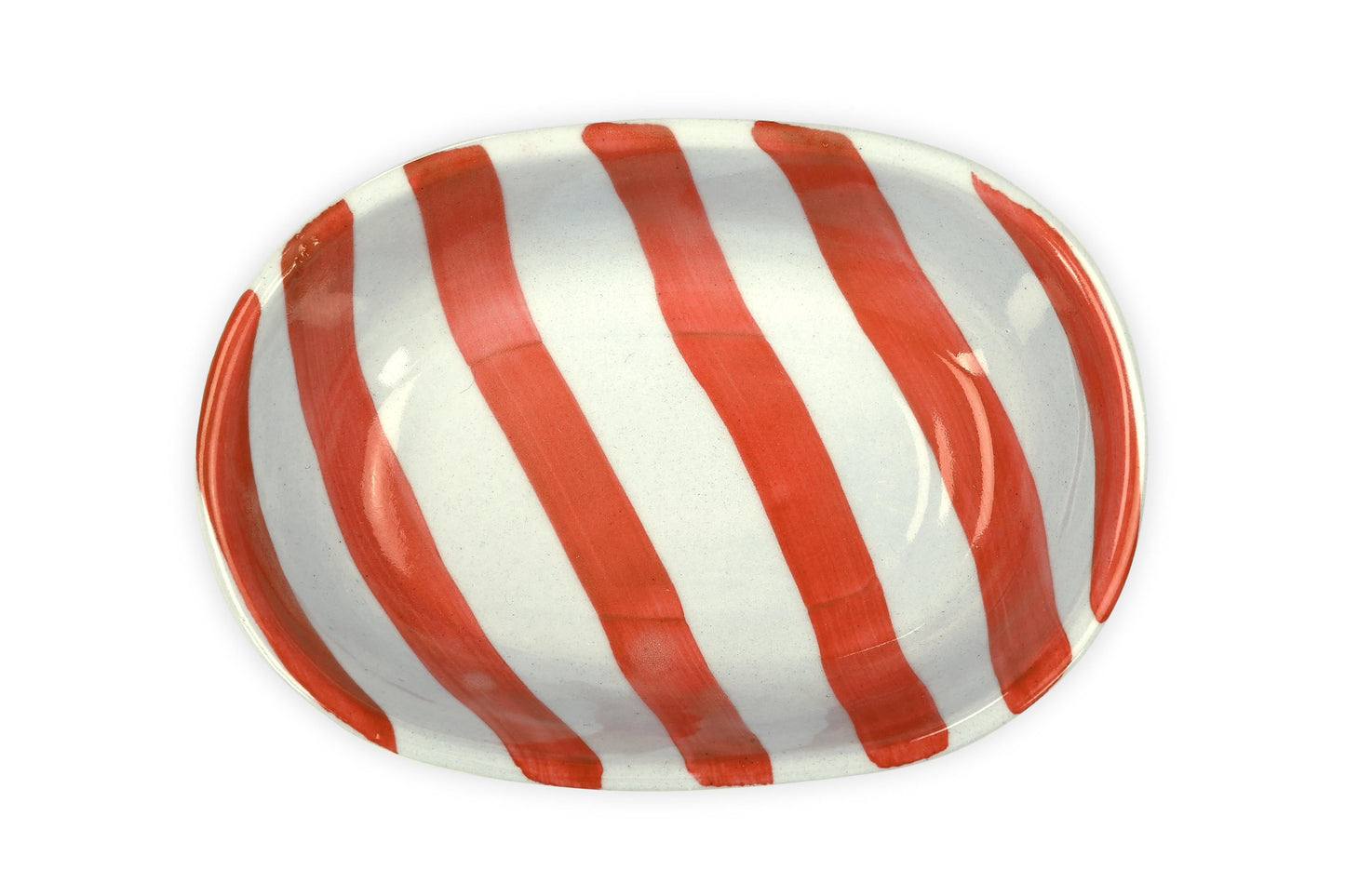Ceramic Stripe  Bowl, Red