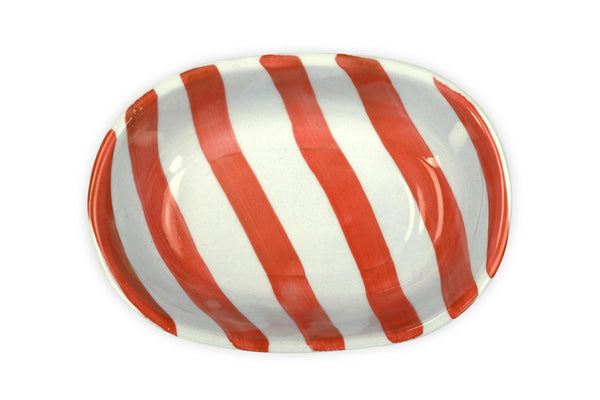 Ceramic Stripe  Bowl, Red