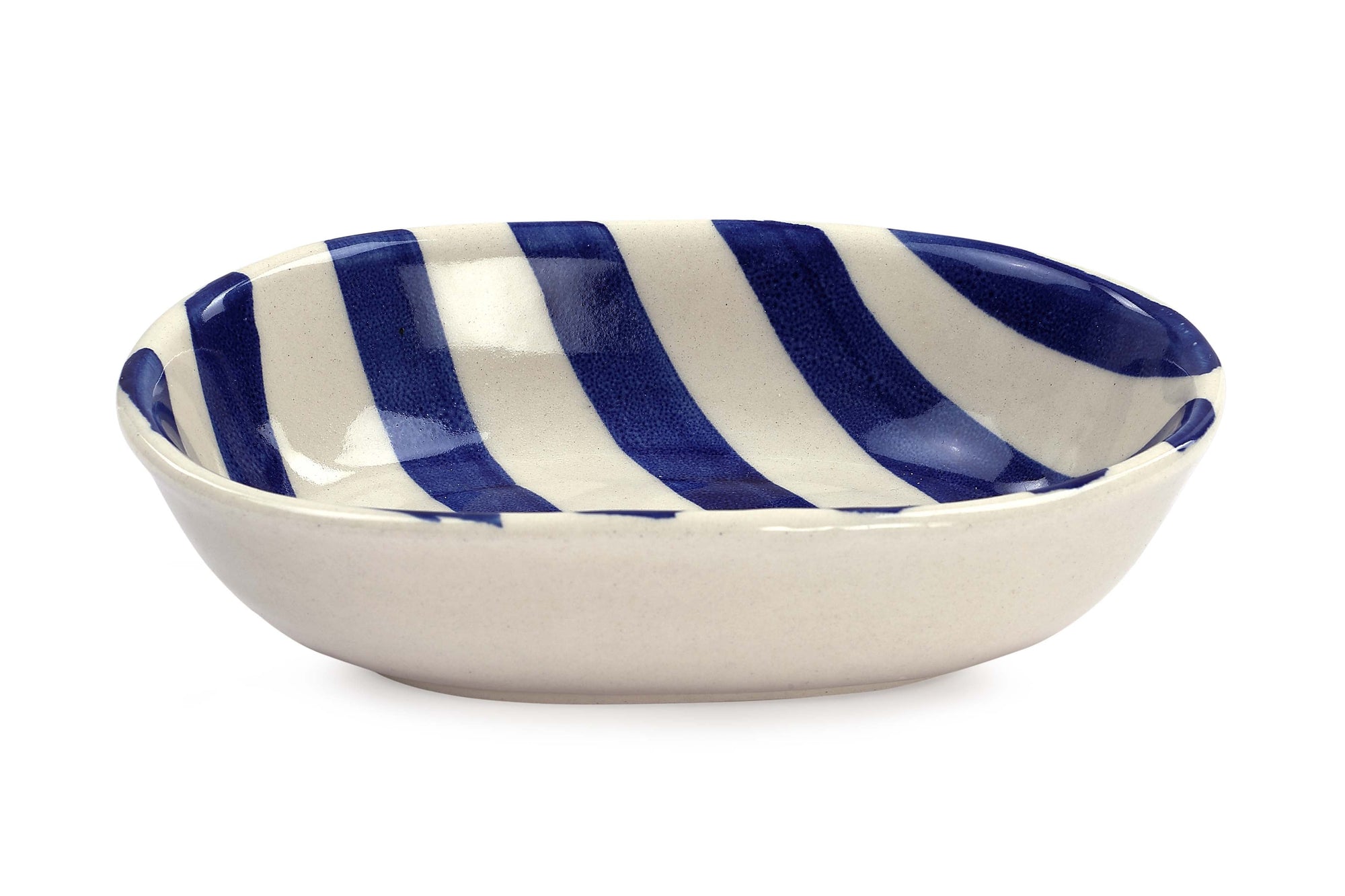 Ceramic Stripe Bowl, Blue