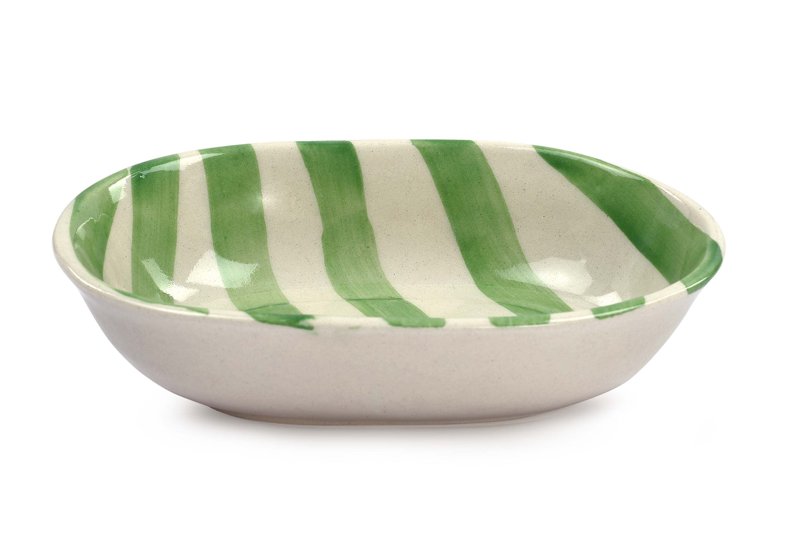Ceramic Stripe Bowl, Green