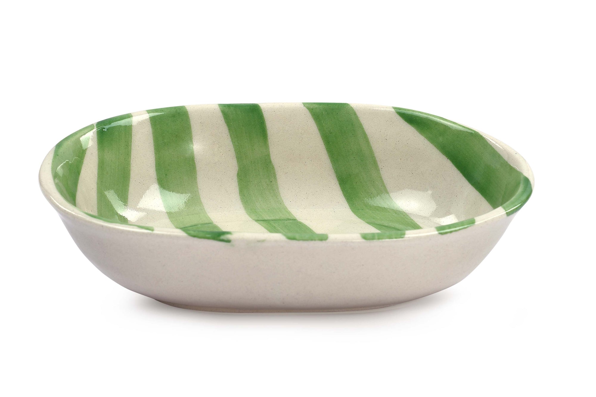 Ceramic Stripe Bowl, Green