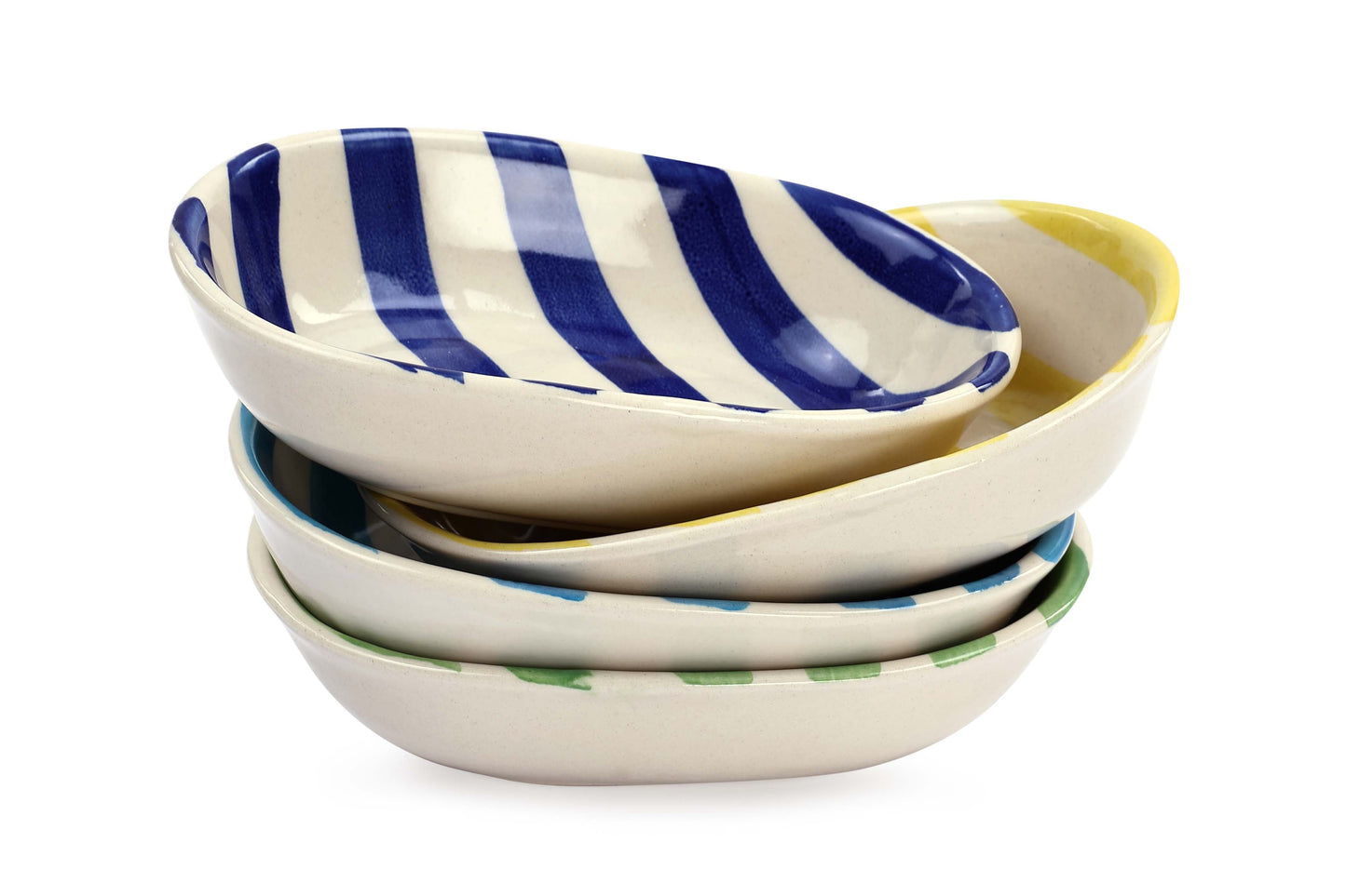 Ceramic Stripe Bowl, Green