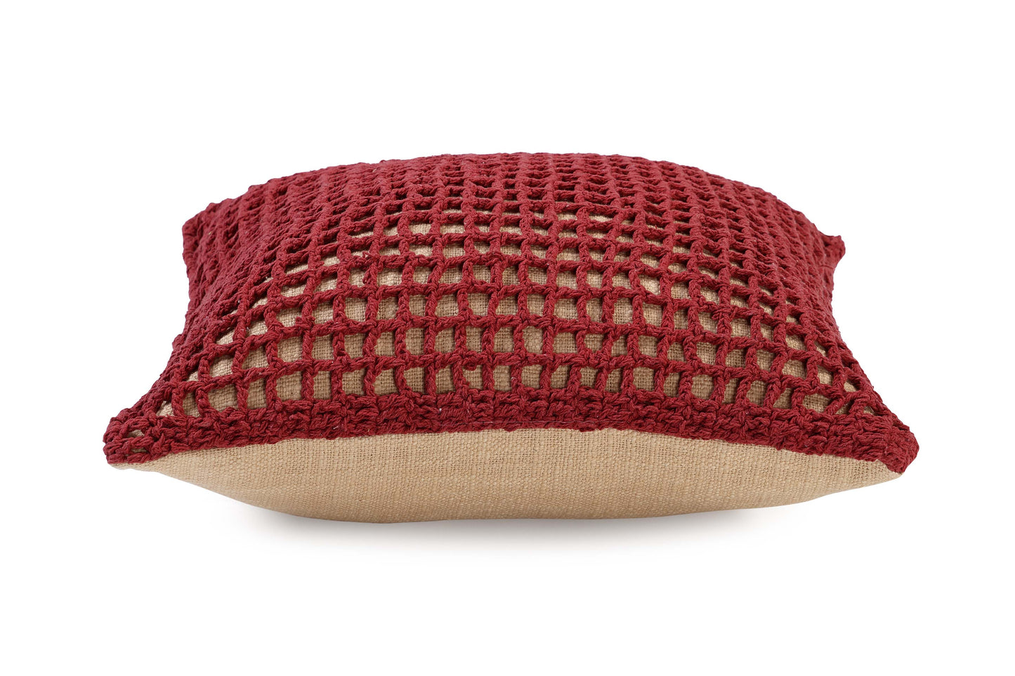 Tarika Net Crochet Wine Throw Pillow | Without Filler