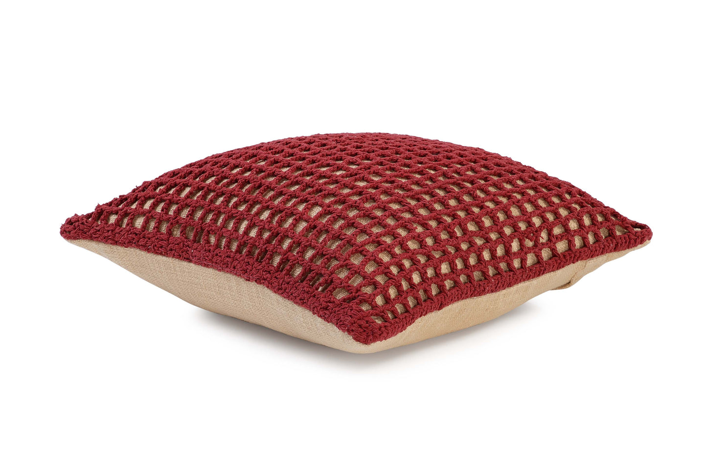Tarika Net Crochet Wine Throw Pillow | Without Filler