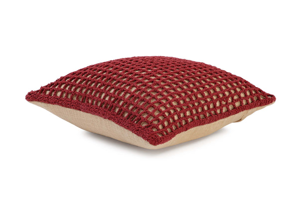 Tarika Net Crochet Wine Throw Pillow | Without Filler