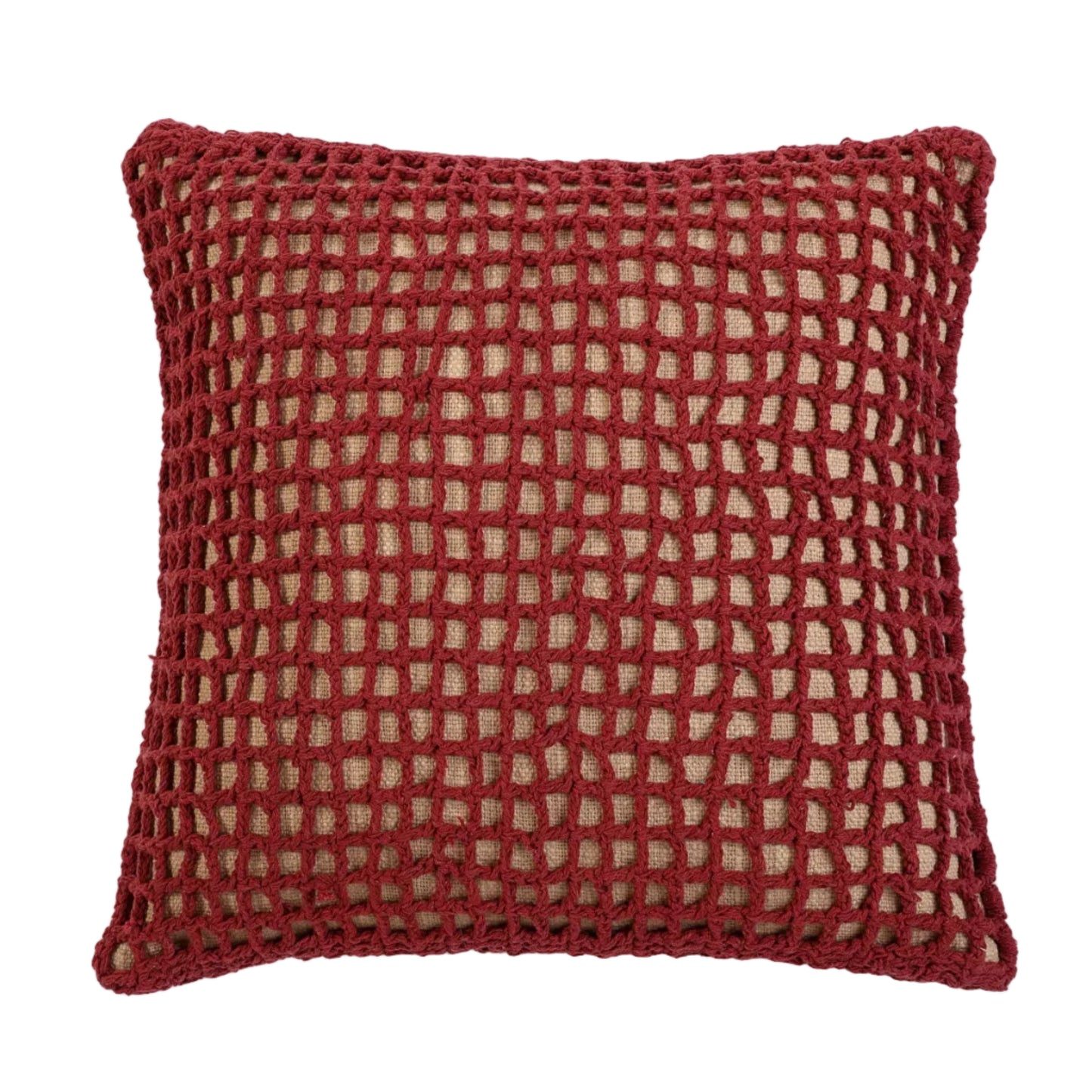 Tarika Net Crochet Wine Throw Pillow | Without Filler