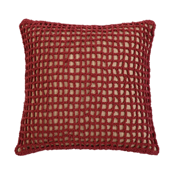 Tarika Net Crochet Wine Throw Pillow | Without Filler