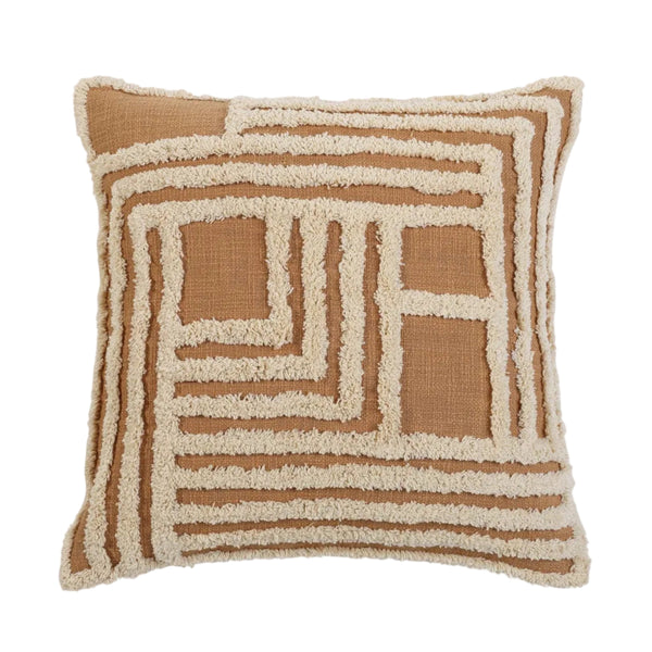 Rekha Cross Tufted Pillow, Clayinch | Cushion Cover Only