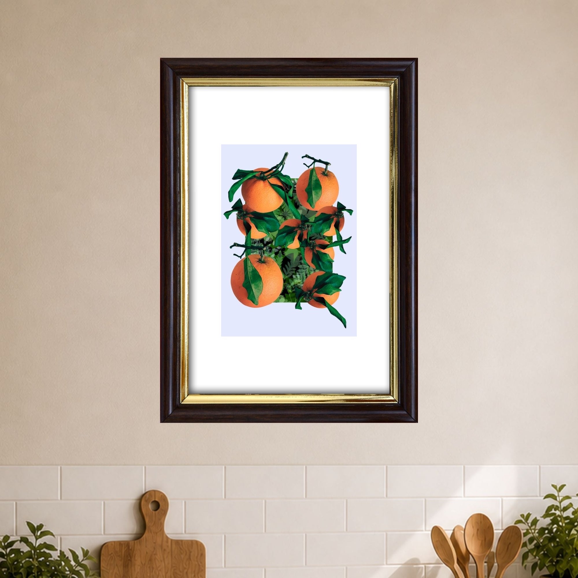 Suspended Yield - Oranges (in lilac) Collage — A4 Limited Edition Print