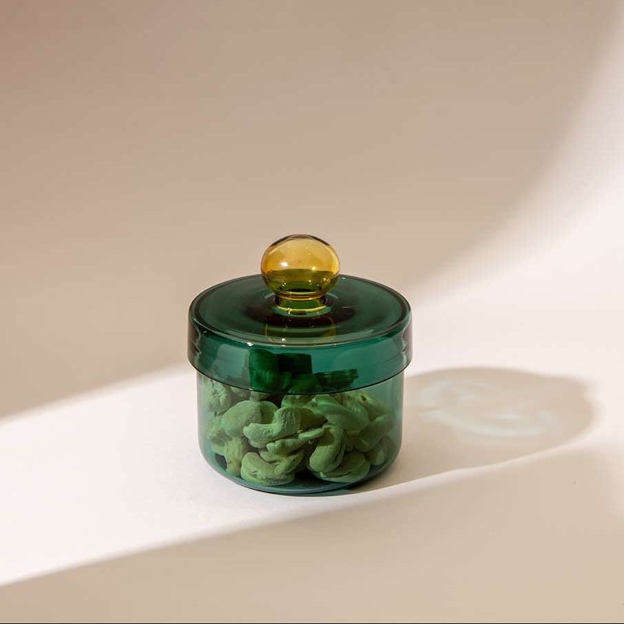 Teal Aurora Glass Jar | Handcrafted Glass | 3.5x4.5 in (Set of 2)
