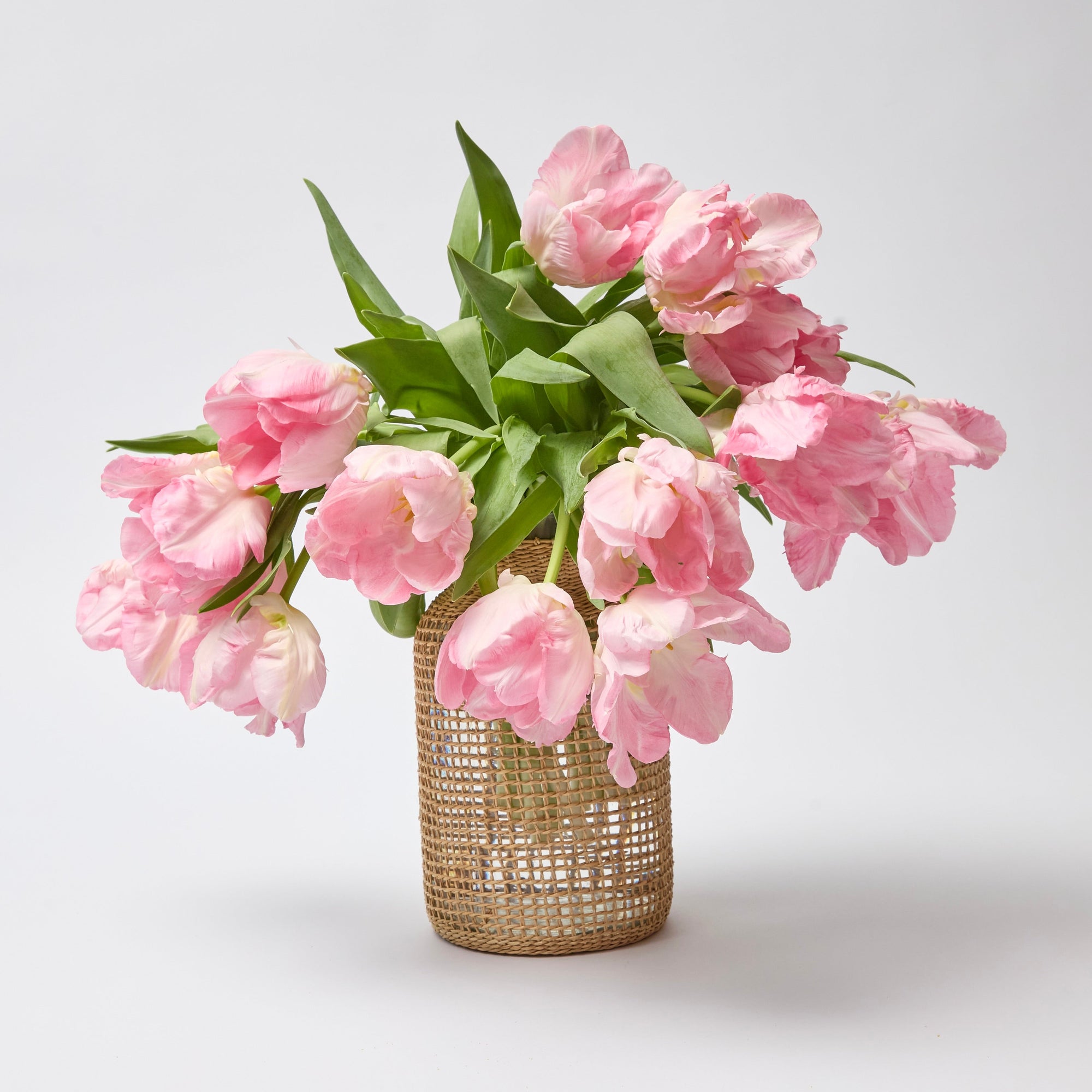 Large Rattan Glass Vase