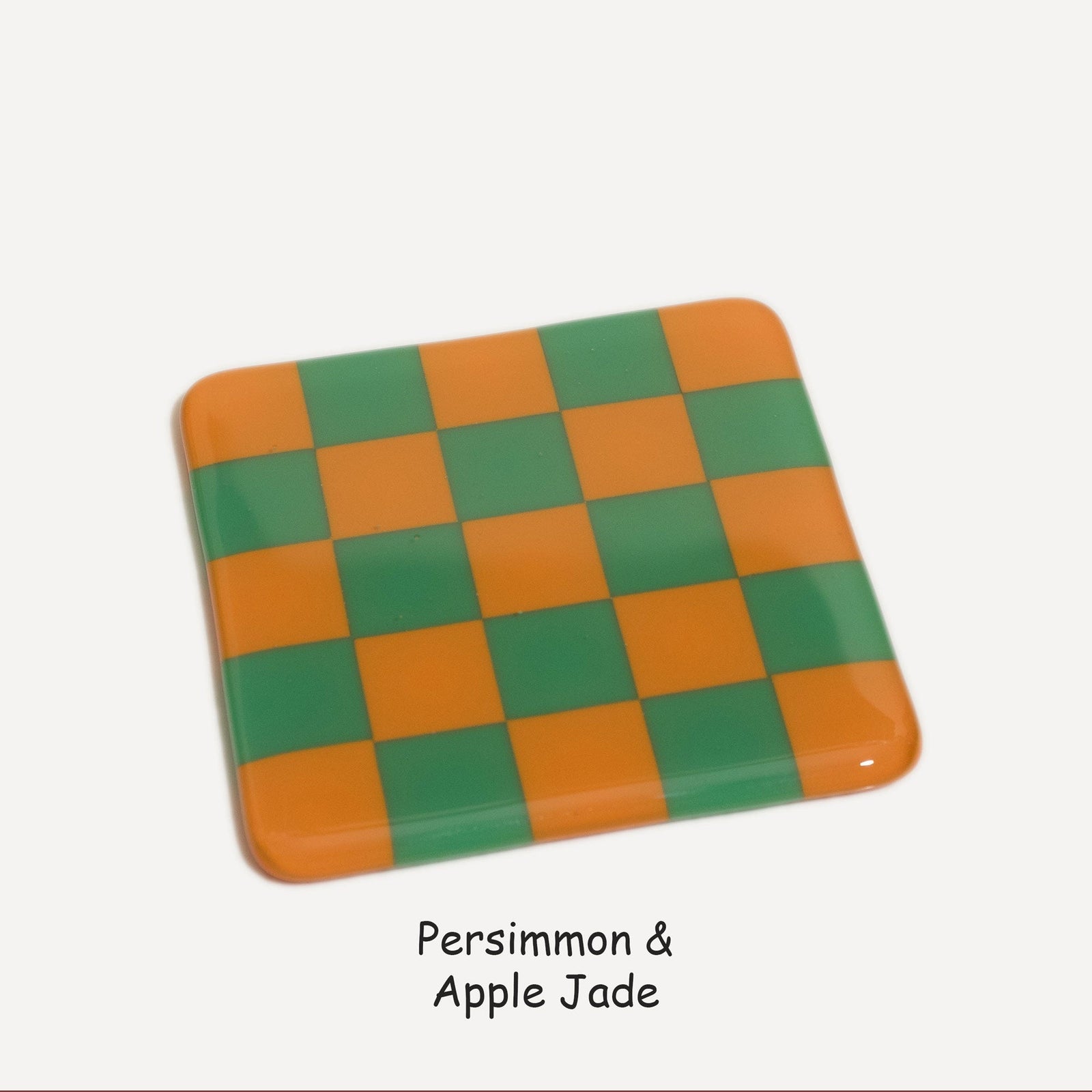 10cm Chequered Dual Colour Coaster - Oceanside Collection - Persimmon &amp; Apple Jade image