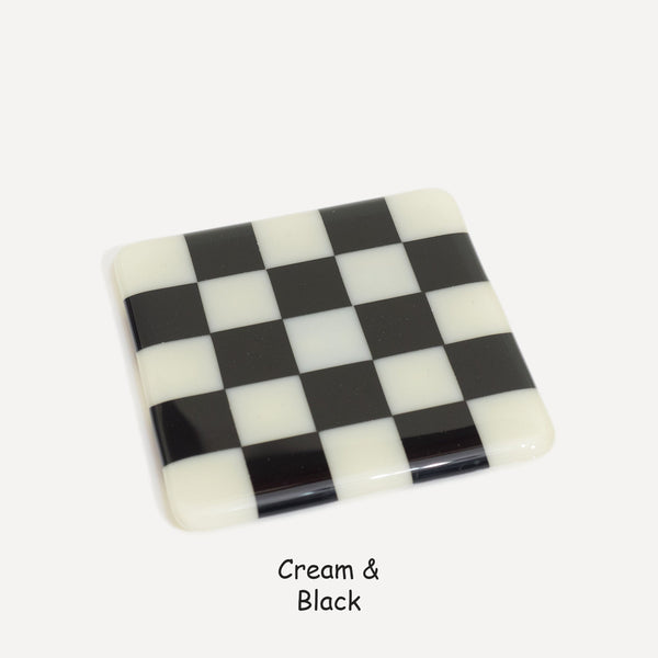 10cm Chequered Dual Colour Coaster - Oceanside Collection - Cream &amp; Black image