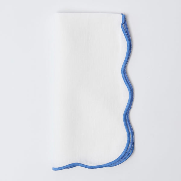 Blue Edged Linen Napkins (set of 4)