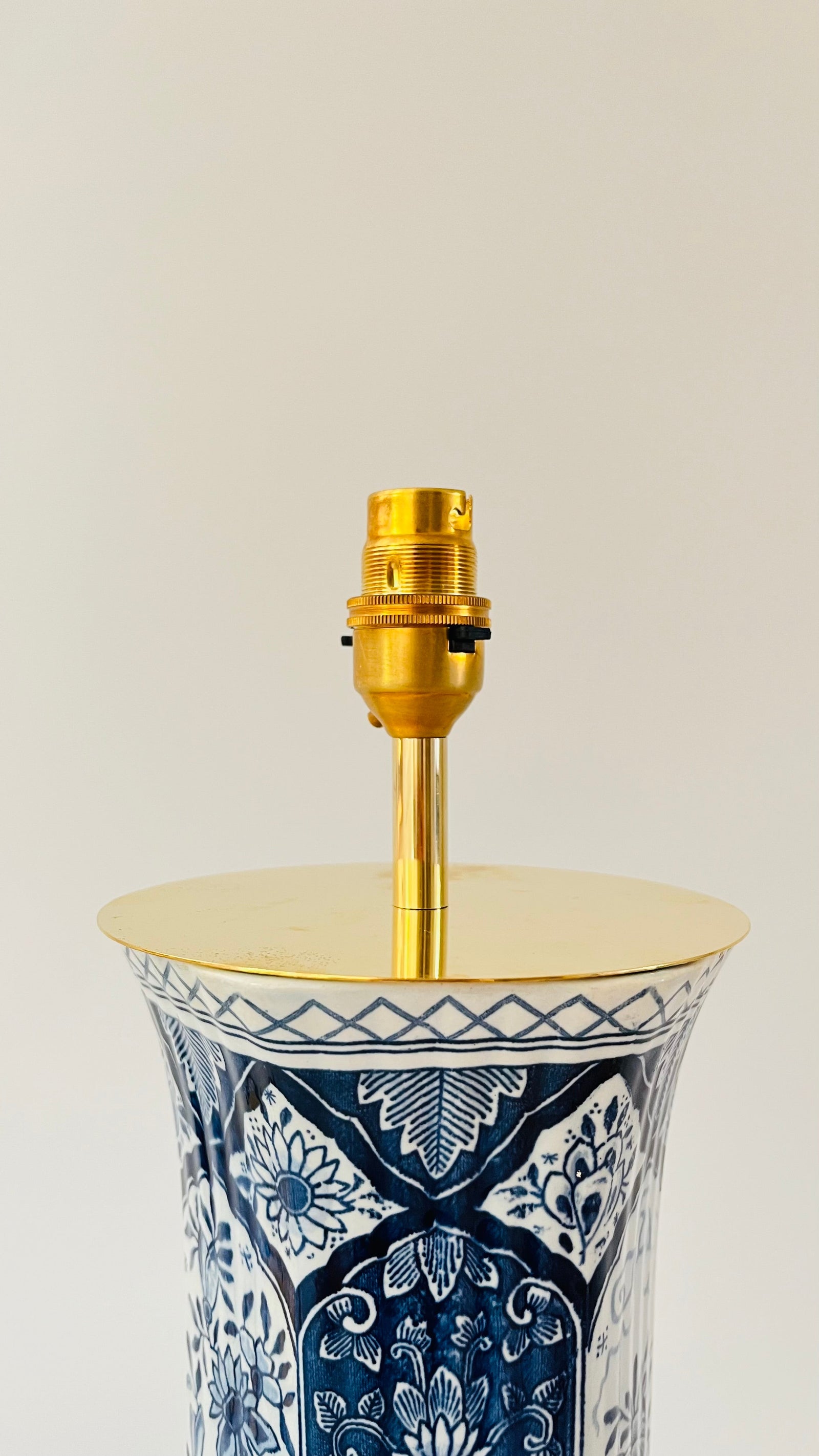 Antique Royal Delft Pillar Lamp