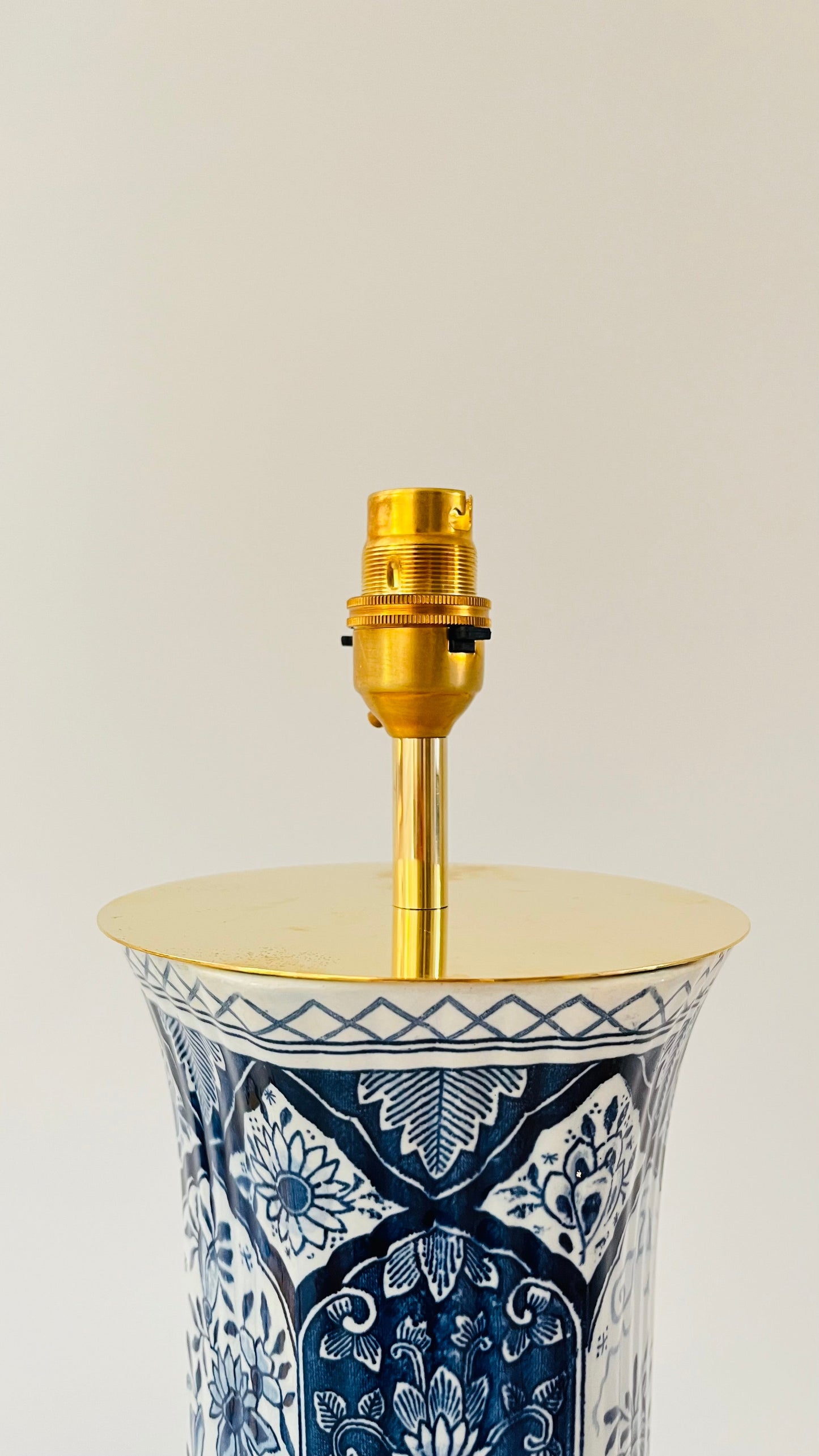 Antique Royal Delft Pillar Lamp