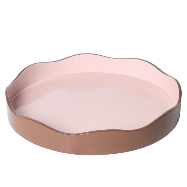 Allegra Round Wiggle Tray in Pink and Brown