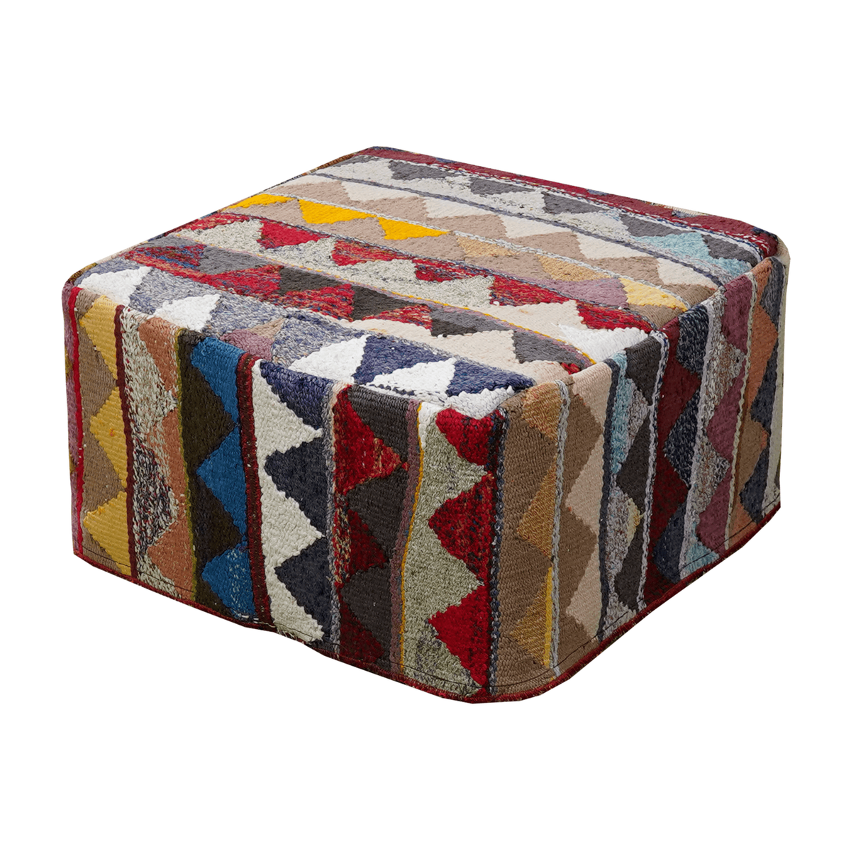 Kilim Pouf · Handcrafted - Multicoloured, 65x65 cm