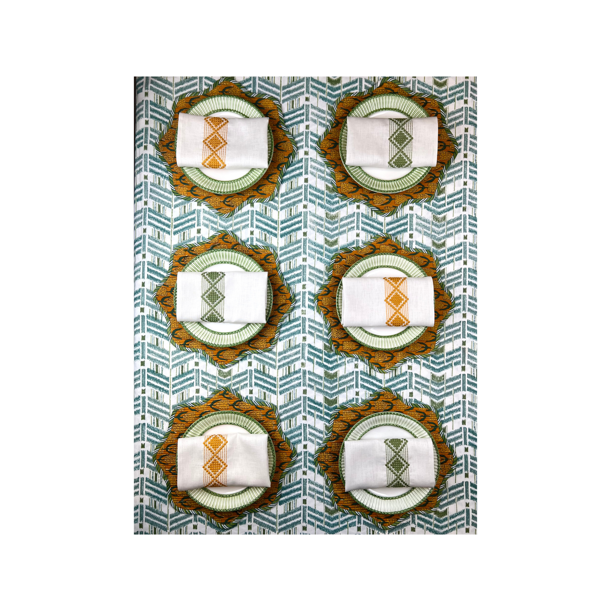 ‘The Ikat’ Tablecloth - Blue Green