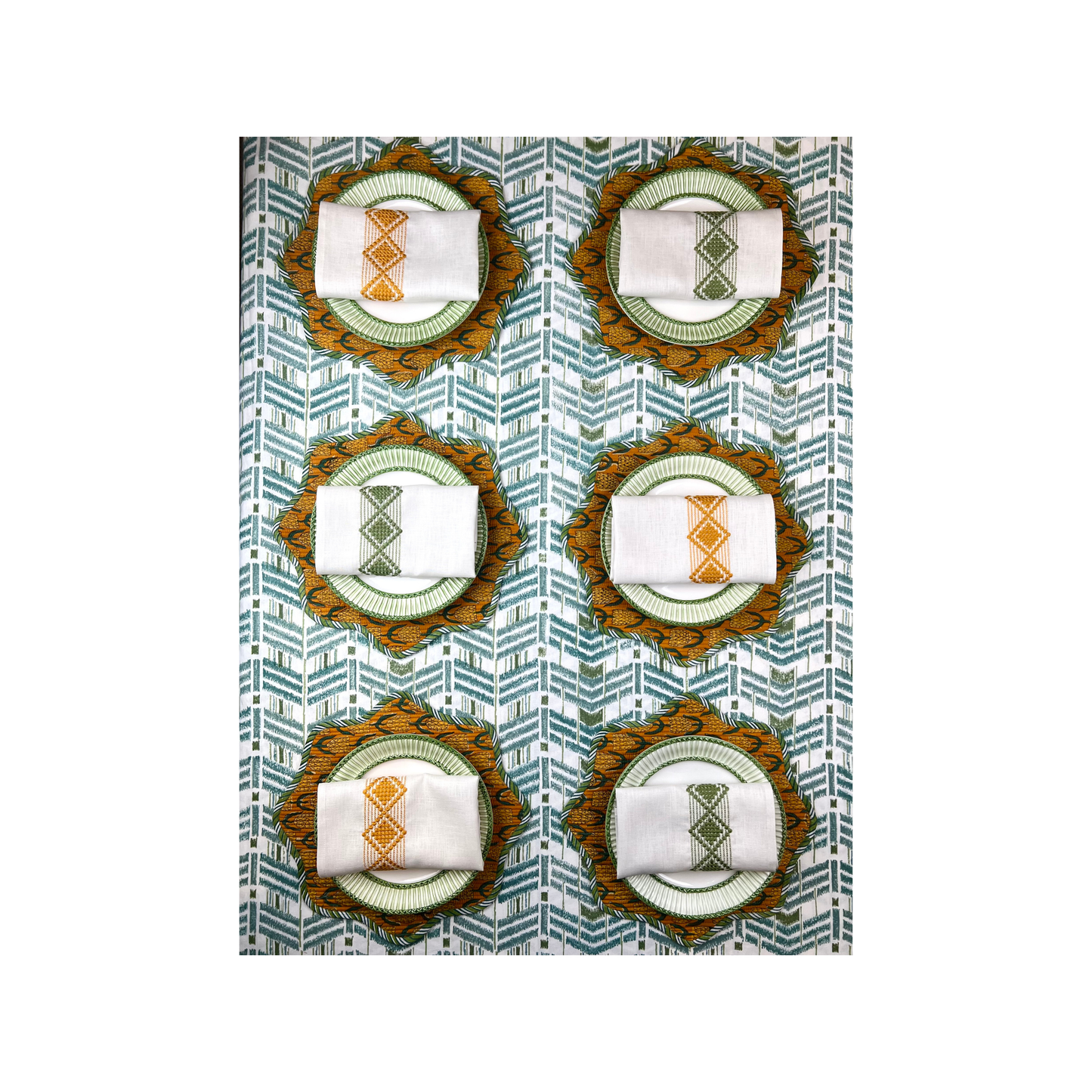 ‘The Ikat’ Tablecloth - Blue Green