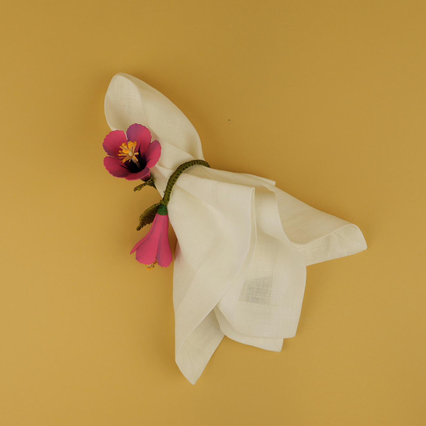Napkin Ring Fuschia Flower Wood