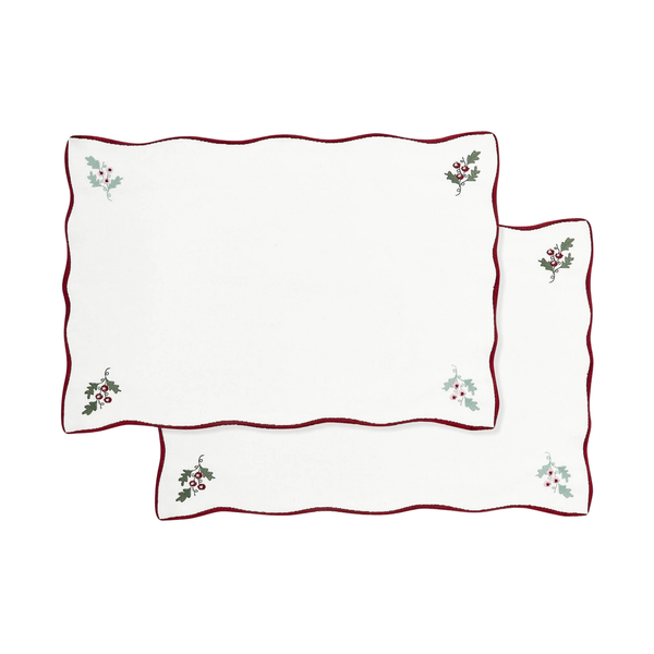 Cotton Place Mats, Set of 2 - Berry Ribbons