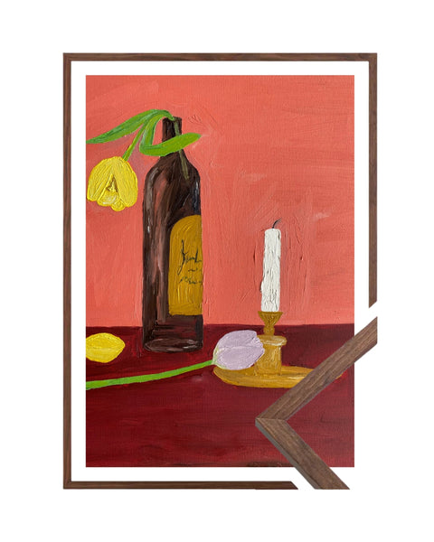 Candles, Wine and Flowers Fine Art Print