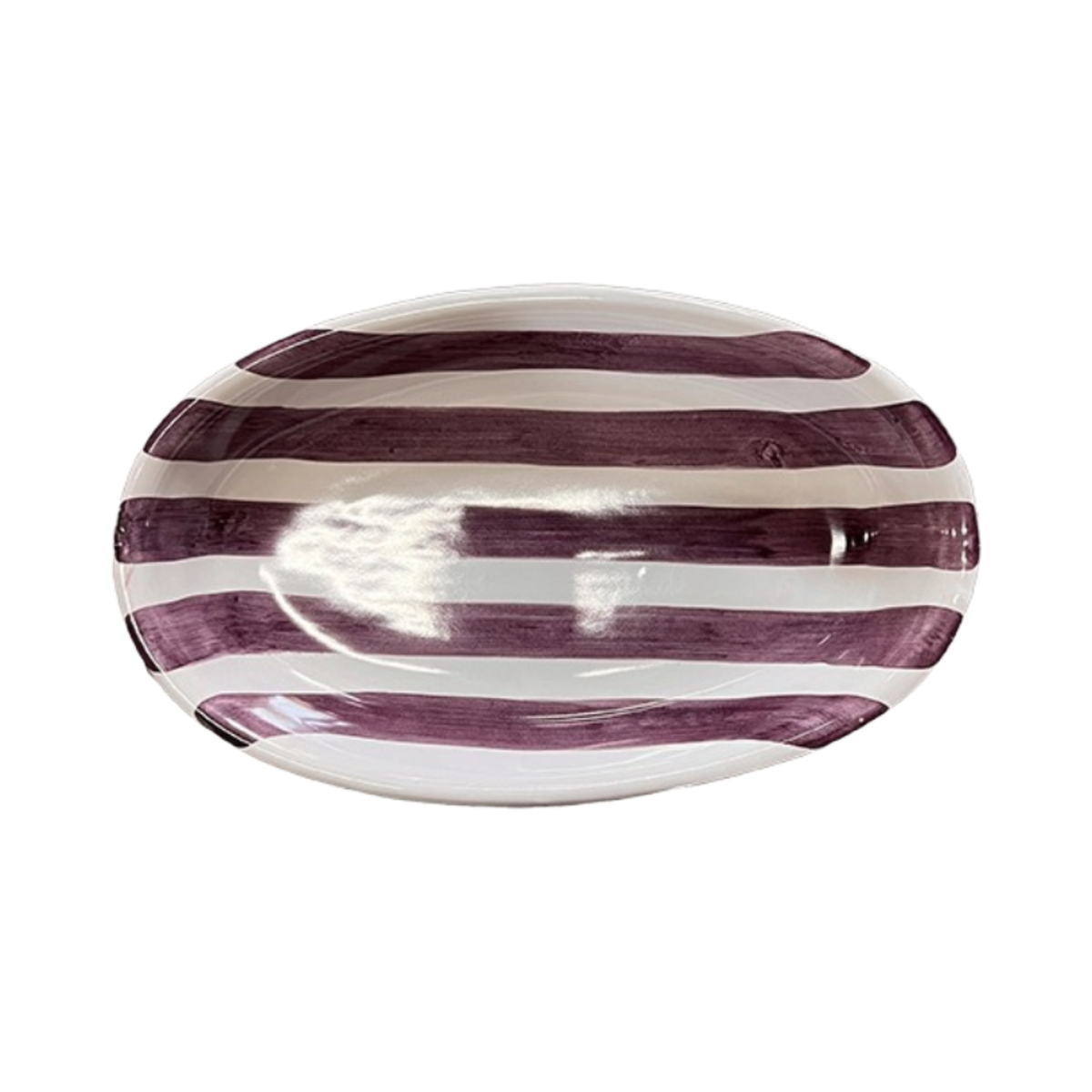 Oval Serving Platter Stripe Deep 25 cm Purple