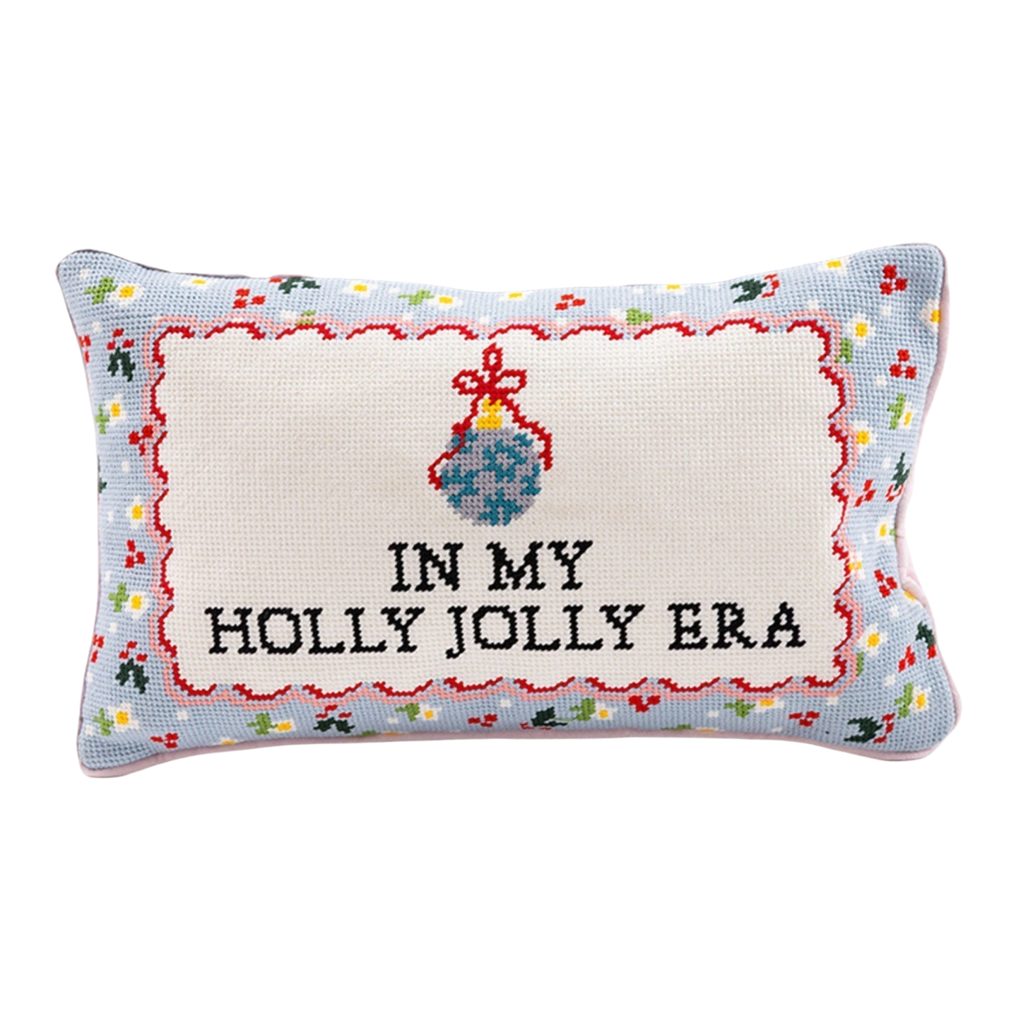 Holly Jolly Era Needlepoint Pillow