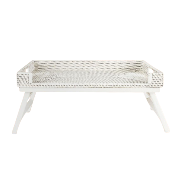 Rattan Breakfast Tray - White