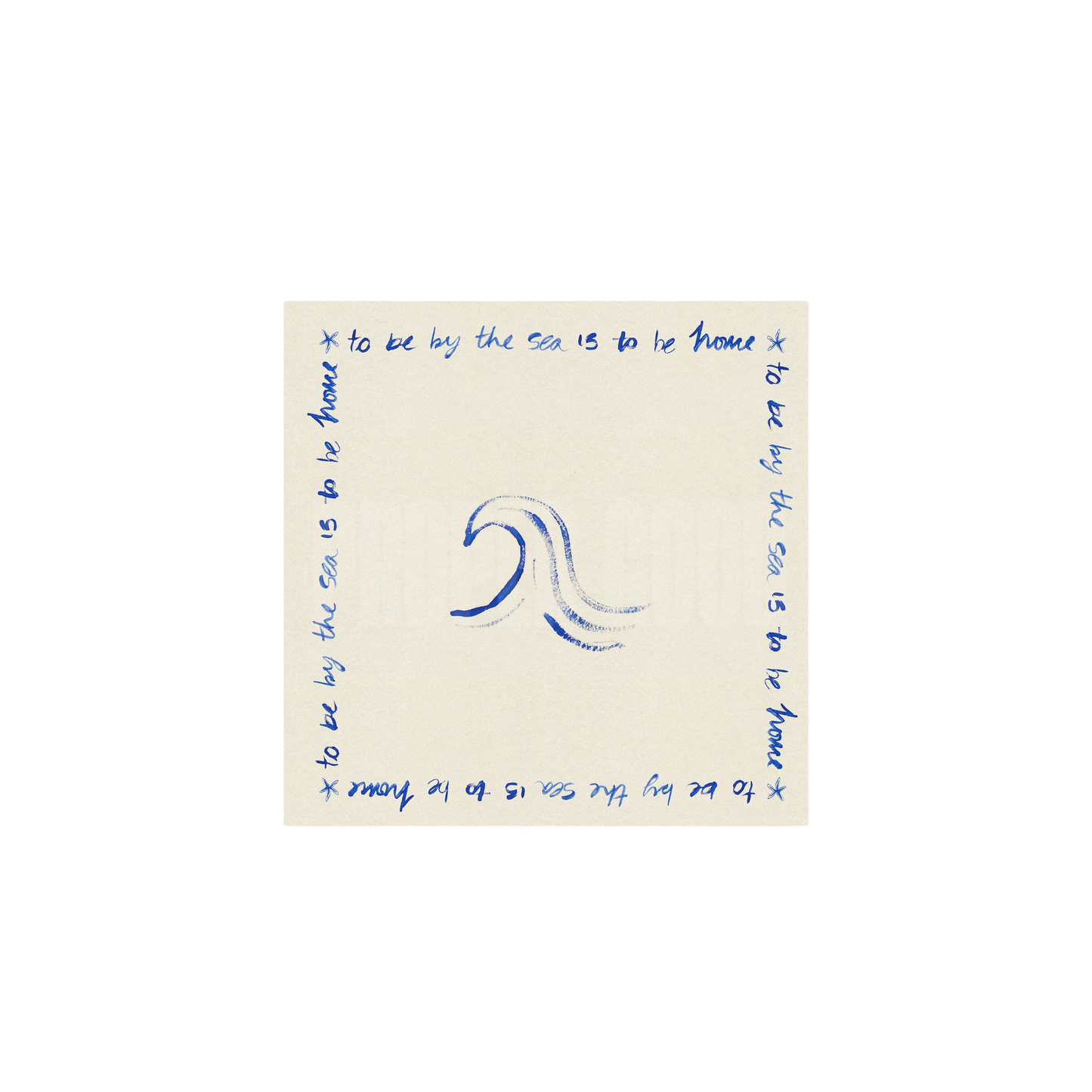 By The Sea Quote Square Hand Painted Print
