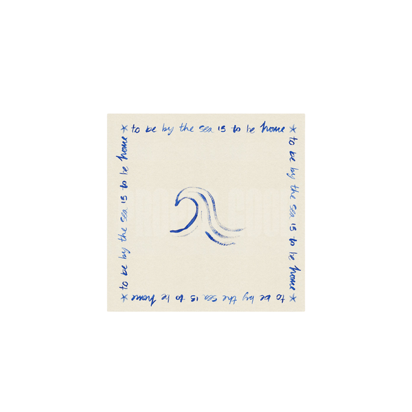 By The Sea Quote Square Hand Painted Print