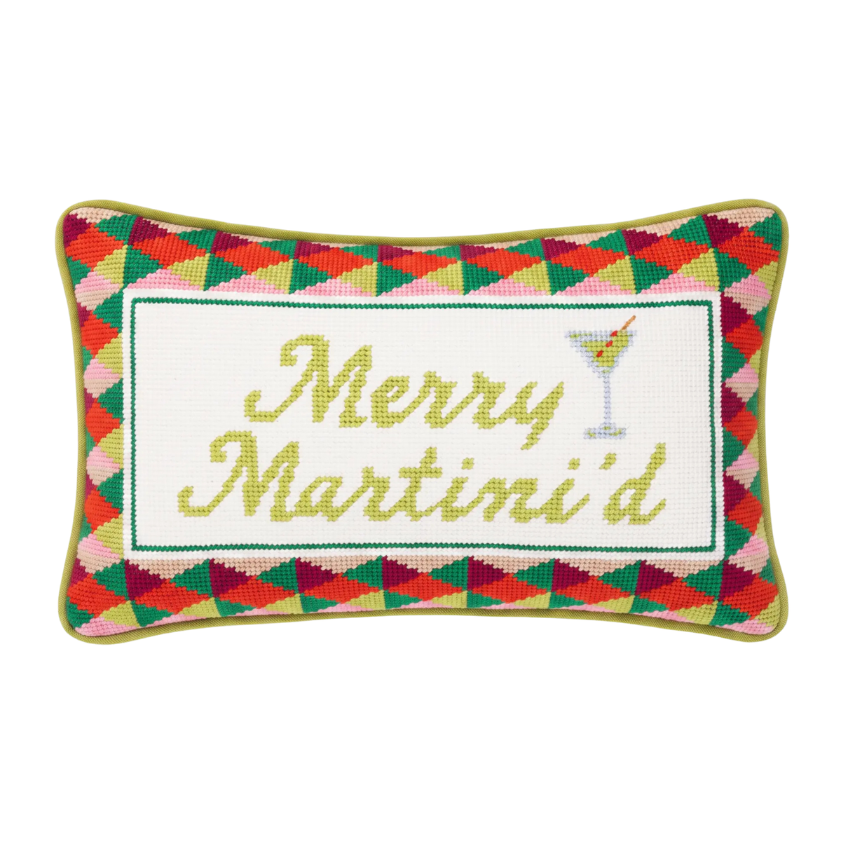 Merry Tini'd Needlepoint Pillow