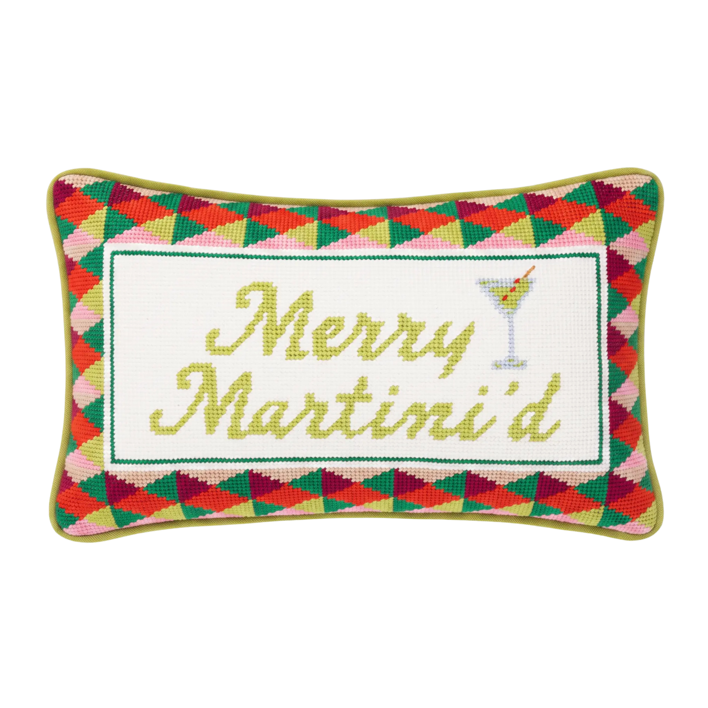 Merry Tini'd Needlepoint Pillow