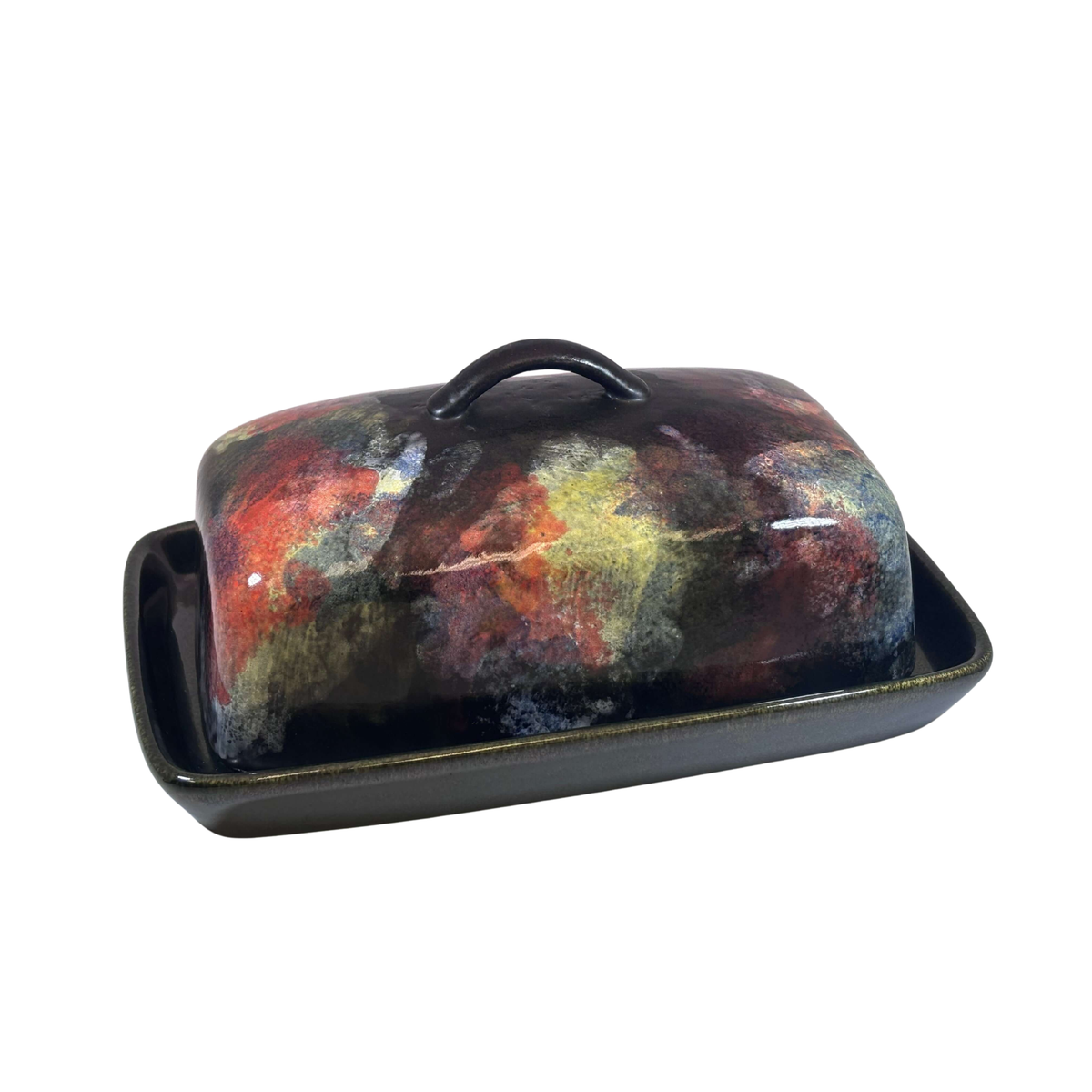 Abstract Butter Dish with Handle