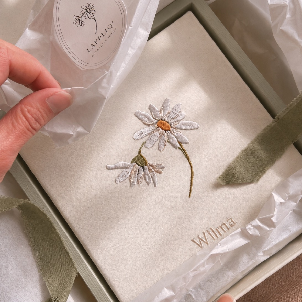 Personalised Birth Flower Embroidered Canvas