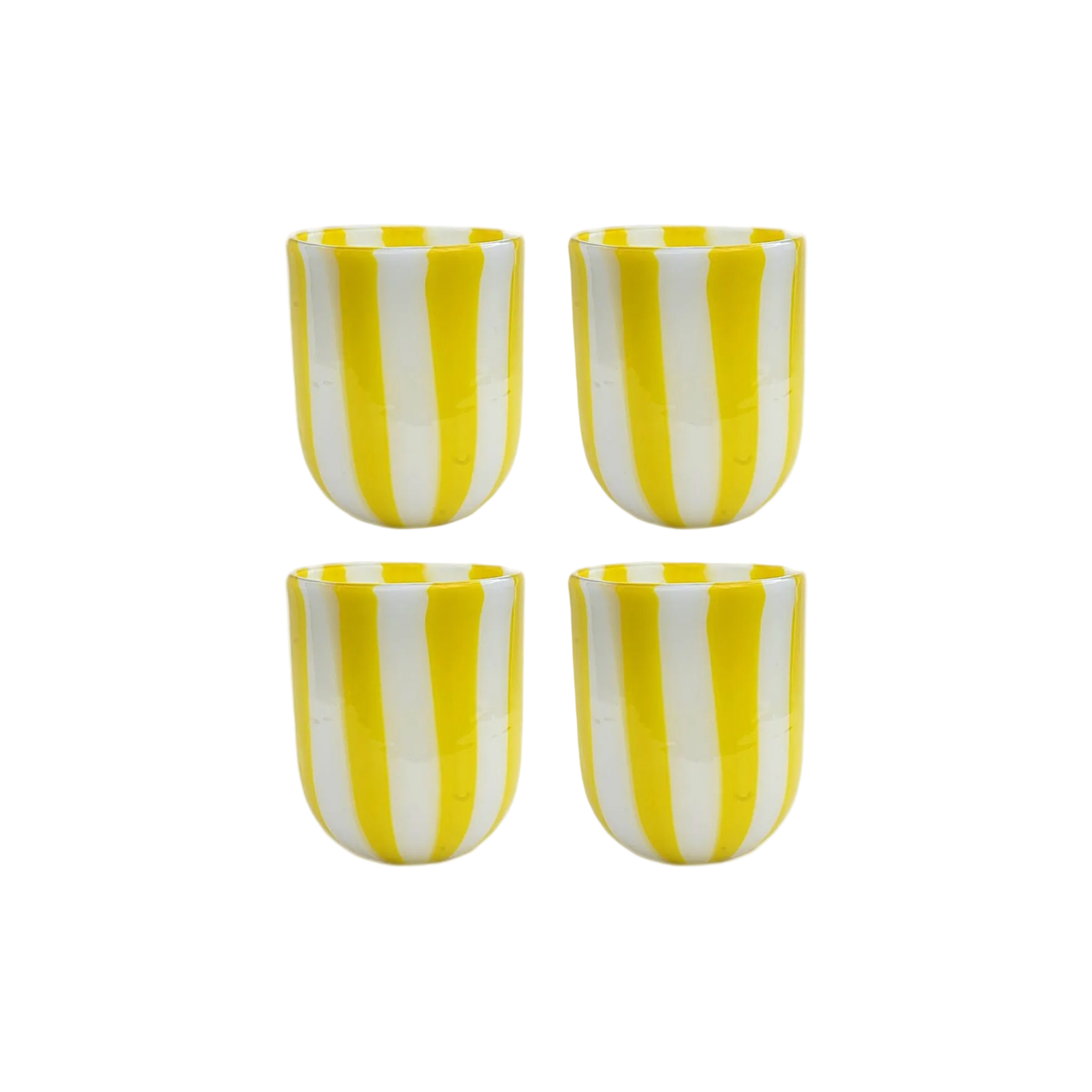 Set Of Four Yellow And White Maxi Tumbler