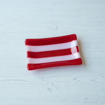 15x10cm Striped Dual Coloured Tray - Red &amp; Pink image