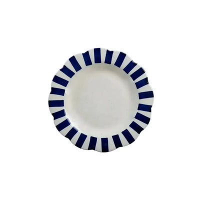 Ceramic Stripe Dinner Plate, Blue 10x10x1.25 Inches - Casa Amarosa