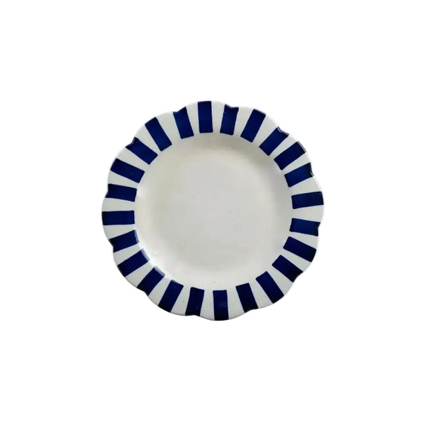 Ceramic Stripe Dinner Plate, Blue 10x10x1.25 Inches - Casa Amarosa