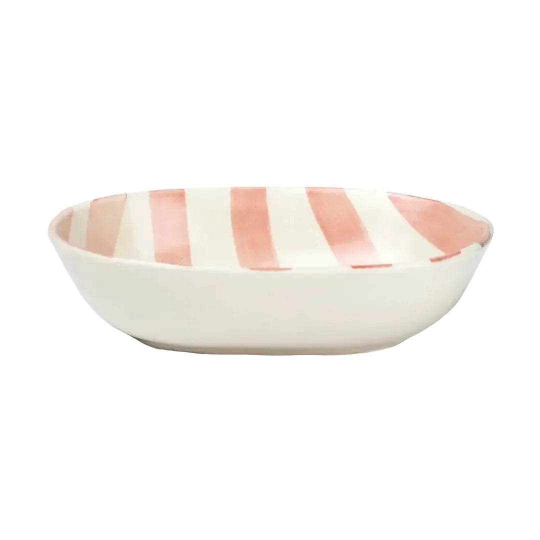 Ceramic Stripe Bowl Pink 7x5x2 Inches Set of 4 - Casa Amarosa