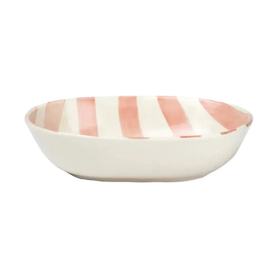 Ceramic Stripe Bowl Pink 7x5x2 Inches Set of 4 - Casa Amarosa
