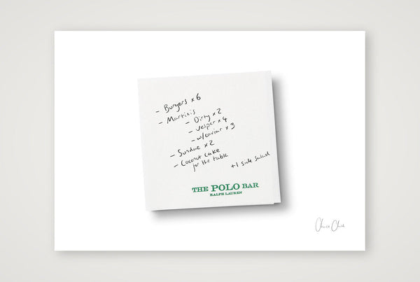 Napkin at The Polo Bar — A4 (30×21cm, 12×8") Print only