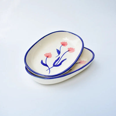 Handmade Ceramic Serving Bowl Camellia 22cm White - Casa Amarosa