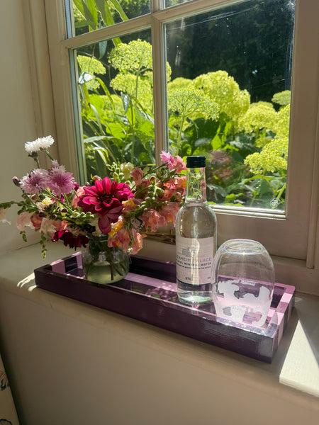 Mulberry & Blush Pink Striped Tray