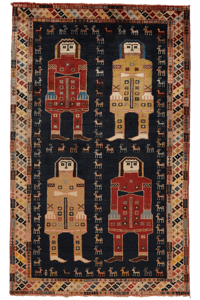 Gashgai — Hand-knotted, 110x162 cm, Blue, 100% Virgin Wool | Main view