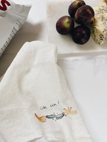 The Tower & Oyster Cheers -  Set of Two Linen Napkins
